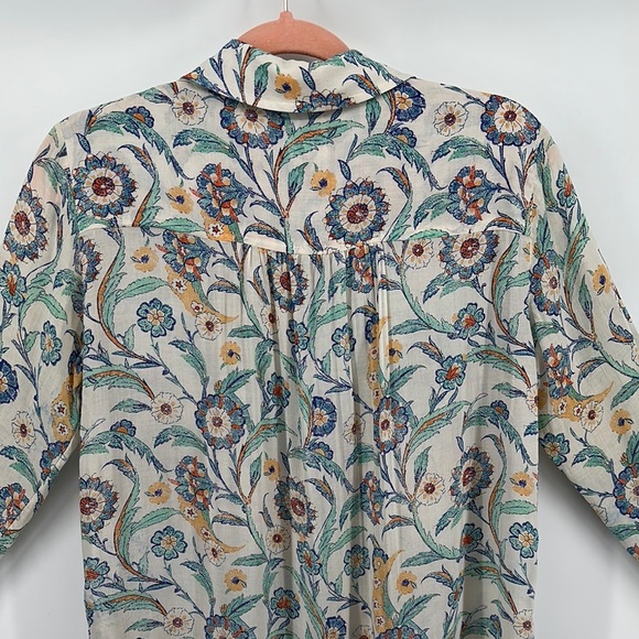 Pilcro Cream and Blue Long Sleeve Button Down Collar Shirt size XSmall - Picture 9 of 11